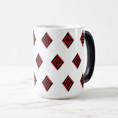 Red and Black Geometric Diamond Pattern Modern Tot Magische Mok (Voorkant rechts)