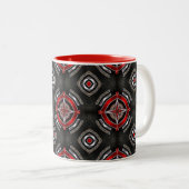 Red and Black Geometric Pattern Tweekleurige Koffiemok (Voorkant rechts)
