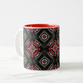 Red and Black Geometric Pattern Tweekleurige Koffiemok (Voorkant links)
