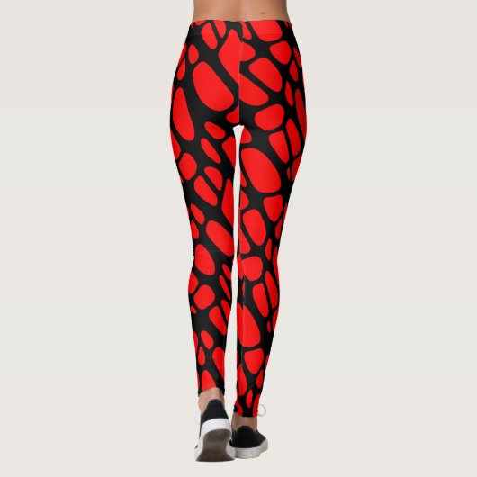 Red and Black Gothic Organic Web Pattern Leggings (Achterkant)