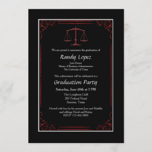 Red and Black Justice Scale Invitation Kaart