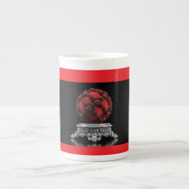 Red And Black Mandelbrot Sphere On Silver Pedestal Porselein Kop