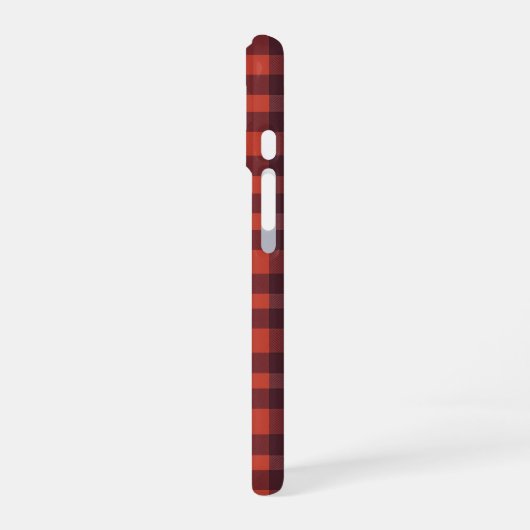 Red and Black Plaid Checkered Pattern iPhone 16 Hoesje (Linkerkant)
