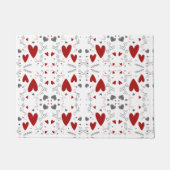 Red and Black Retro Hand Drawn Hearts Love Deurmat (Voorkant)