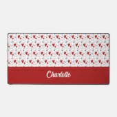 Red and Black Retro Hearts Monogram Name Bureaumat (Voorkant)
