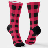 Red and Black Rustic Buffalo Plaid Check Patterned Sokken (Gebogen)