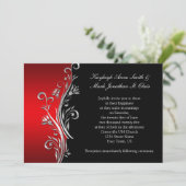 Red and Black Silver Swirls Wedding Aankondiging (Staand voorkant)