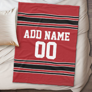 Red and Black Sports Jersey Personalized Fleece Deken