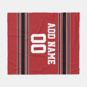 Red and Black Sports Jersey Personalized Fleece Deken (Voorkant (Horizontaal))