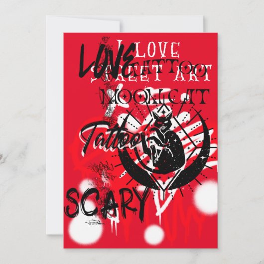 Red and Black Street Art et carte plat de chat noi (Devant)