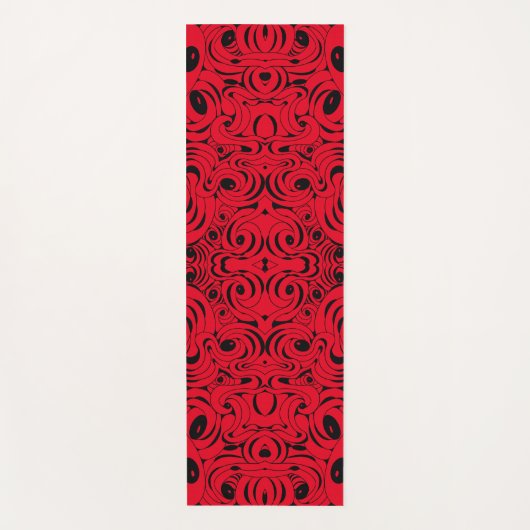 Red and Black Swirled Yoga Mat beroemd gemaakt doo (Voorkant)