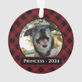 Red and Black Tartan Plaid Dog Photo Christmas (dos)