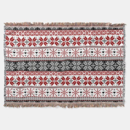 Red and Black Winter Fair Isle Pattern Deken (Voorkant)