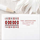 Red and Black Winter Fair Isle Pattern Etiket (Insitu)