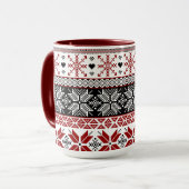 Red and Black Winter Fair Isle Pattern Mok (Voorkant links)