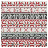 Red and Black Winter Fair Isle Pattern Stof (Swatch)