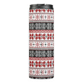Red and Black Winter Fair Isle Pattern Thermosbeker (Achterkant)