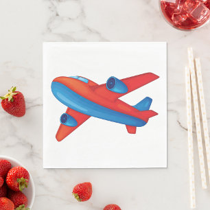Red and Blue Airplane Napkins Servet