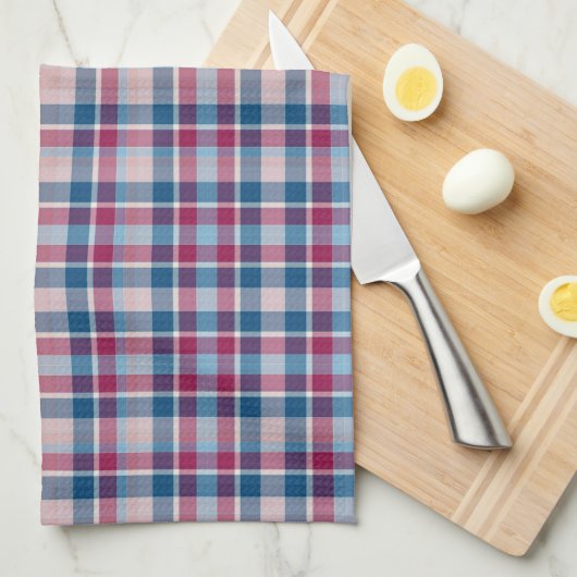Red and Blue Classic Plaid Theedoek (Quarter Fold)