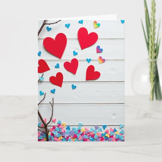 Red And Blue Heart Pattern Card Kaart (Voorkant)