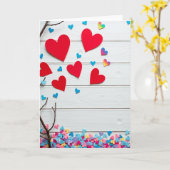 Red And Blue Heart Pattern Card Kaart (Gele Bloem)