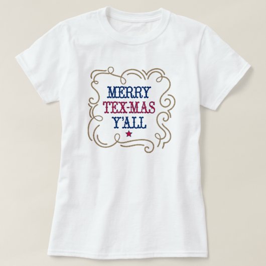 Red and Blue Merry Tex-Mas Y'all T-shirt (Design voorkant)