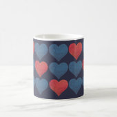 Red and Blue Patterned Hearts Koffiemok (Center)