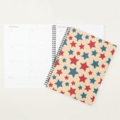 Red and Blue Stars, 4th of July, Beige Background (Devant avec enveloppe)