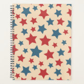 Red and Blue Stars, 4th of July, Beige Background (Devant)