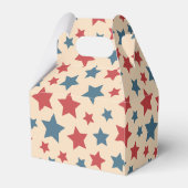 Red and Blue Stars, 4th of July, Beige Background Bedankdoosjes (Achterkant)