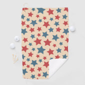 Red and Blue Stars, 4th of July, Beige Background Golfhanddoek (Insitu)