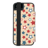 Red and Blue Stars, 4th of July, Beige Background Incipio iPhone Portemonnee Hoesje (Agenda Achterkant)