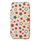 Red and Blue Stars, 4th of July, Beige Background Incipio iPhone Portemonnee Hoesje (Voorkant Agenda)