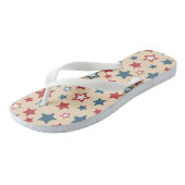 Red and Blue Stars, 4th of July, Beige Background Teenslippers (Schuin)