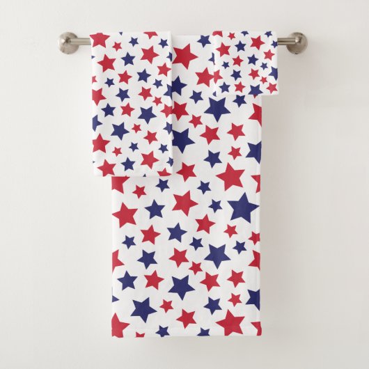 Red and Blue Stars, 4th of July, White Background (En situation)