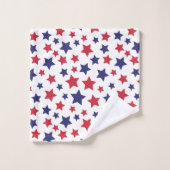 Red and Blue Stars, 4th of July, White Background (Gant de toilette)