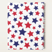 Red and Blue Stars, 4th of July, White Background Planner (Achterkant)