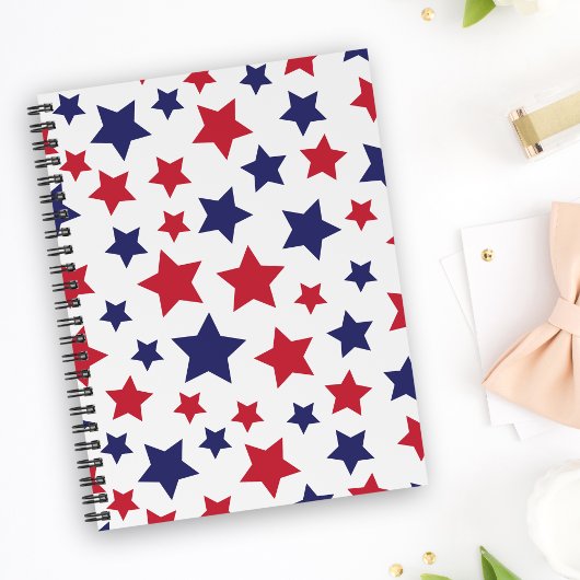 Red and Blue Stars, 4th of July, White Background Planner