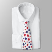 Red and Blue Stars, 4th of July, White Background Stropdas (Gebonden)