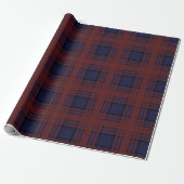 Red and Blue Tartan Plaid Wrapping Paper Cadeaupapier (Uitgerold)