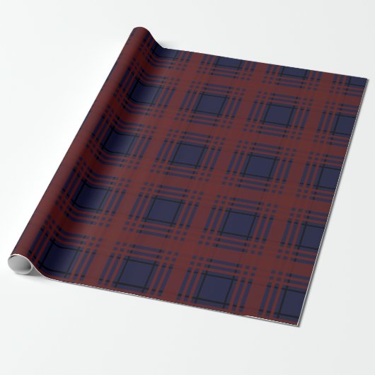 Red and Blue Tartan Plaid Wrapping Paper Cadeaupapier (Uitgerold)
