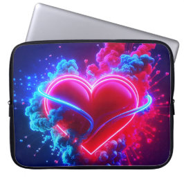 Red and Blue Valentine Heart on an Electronics Bag Laptop Sleeve