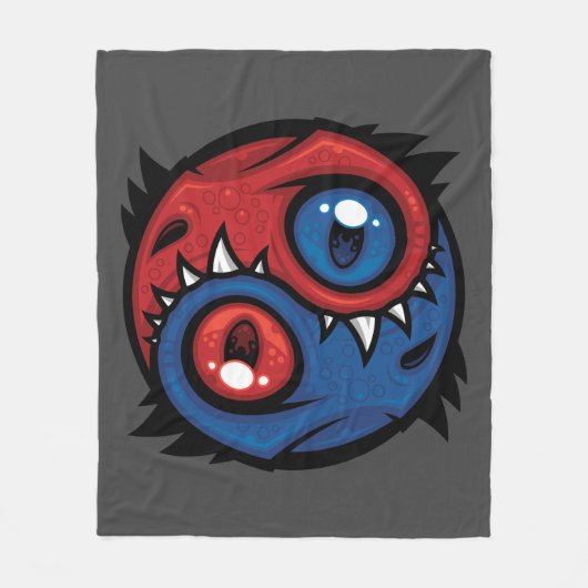 Red and Blue Yin Yang Dragons Fleece Deken (Voorkant)