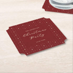 Red and Cream Stars Kerstfeest Kartonnen Onderzetters