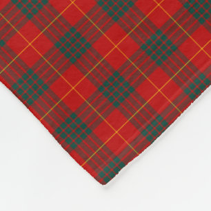 Red and Forest Green Cameron Clan Tartan Fleece Deken