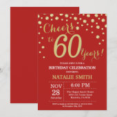 Red and Gold 60th Birthday Diamond Invitation (Devant / Derrière)