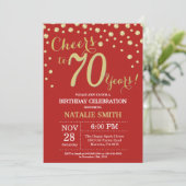 Red and Gold 70th Birthday Diamond Invitation (Debout devant)