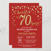 Red and Gold 70th Birthday Diamond Invitation (Devant / Derrière)