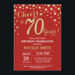 Red and Gold 70th Birthday Diamond Invitation<br><div class="desc">70e anniversaire Invitation avec Parties scintillant rouge et or Arrière - plan diamant. Confetti d'or. Anniversaire adulte. Hommes ou Femmes Anniversaire. Pour plus de personnalisation,  cliquez sur le bouton "Customiser" et utilisez notre outil de conception pour modifier ce modèle.</div>