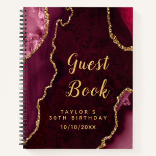 Red and Gold Agate Anniversaire Livre d'or